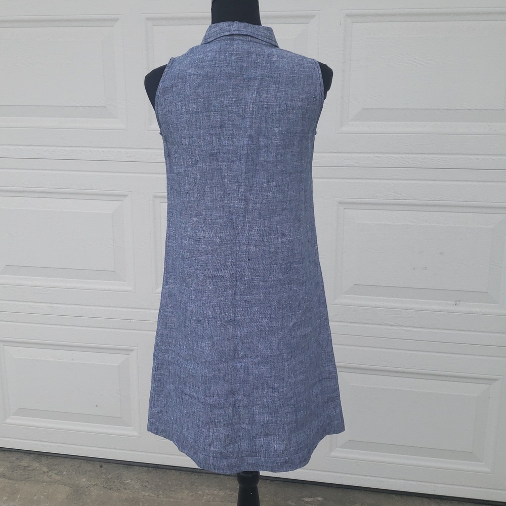 Garnet Hill 100% Linen Classic Full Button Front Shirtdress Size 2 Coastal Blue - Picture 6 of 16